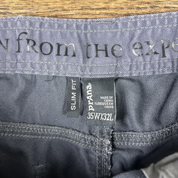 prAna Brion Pants Mens 35x32 Gray Slim Fit Stretch Chino Modern Workwear Style - Picture 2 of 10